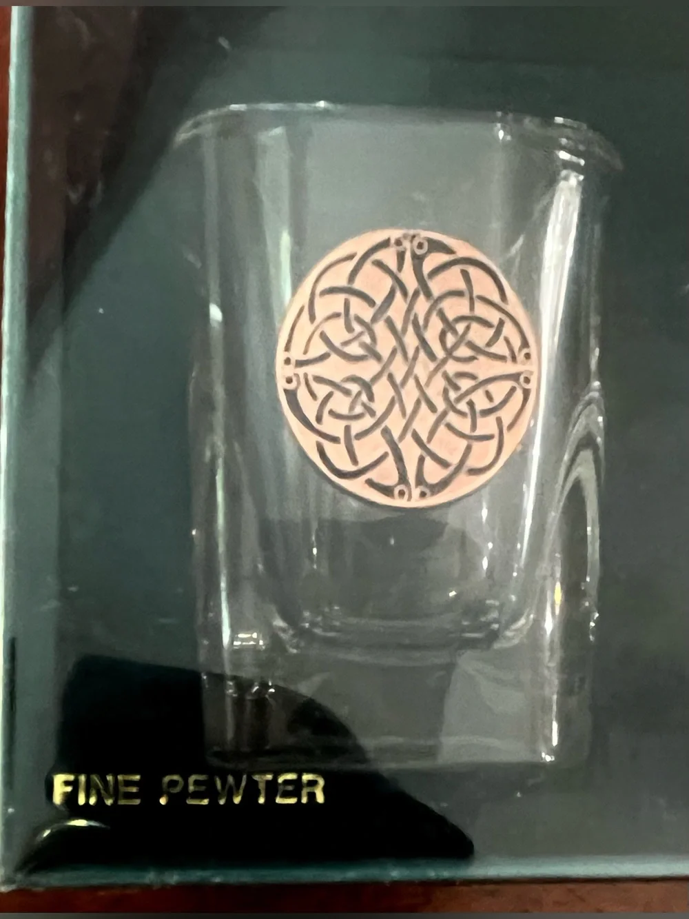 VTG Robert Emmet Co. Celtic Design Shot Glasses Set of 4 Fine Pewter Medallions